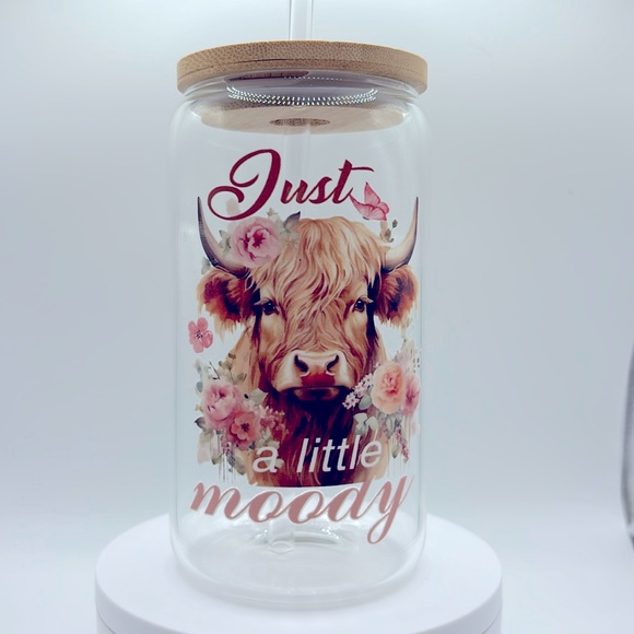 Just a little moody highland cow glass tumbler - Picture 1 of 1
